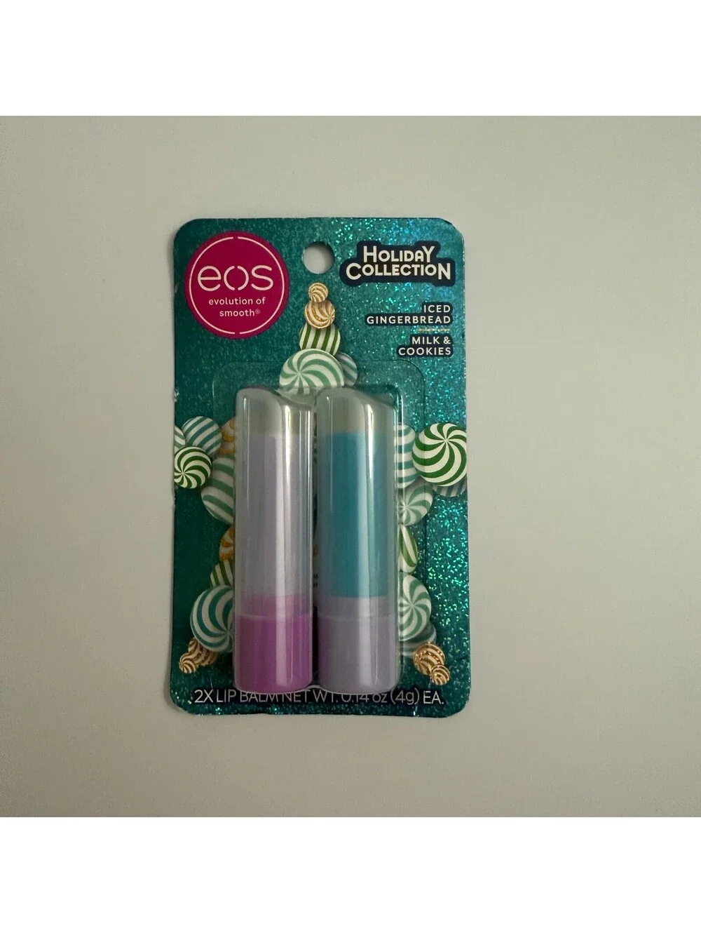 Eos Holiday Lip Balm 1pk Raspberry Cloud Bellini & 1pk Iced Gingerbread Milk